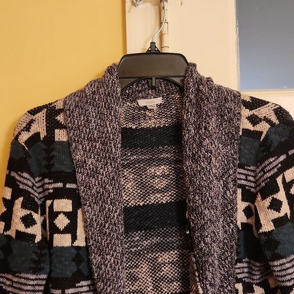 Ecote Women's Southwestern Aztec Print Open Cardigan Sweater Size M - Picture 3 of 8